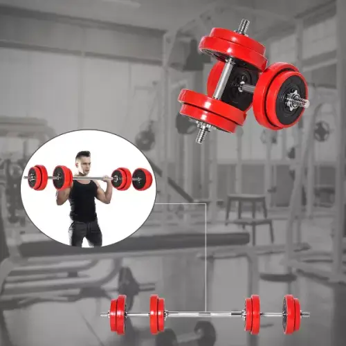 Soozier Adjustable Dumbbell Set, 44 lbs. Free Weight Set, 2-in-1 Adjustable Convertible Barbell, Home Gym Equipment Suitable for Men & Women - 图片 2