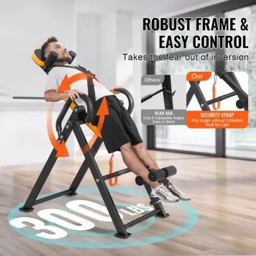 Inversion Table, 300lbs Capacity Heavy Duty Inversion Table, Decompression Back Stretcher Machine, Strength Training Equipment with Headrest - 图片 3