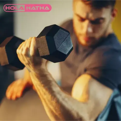 HolaHatha Iron Hexagonal Cast Exercise 25 lb Dumbbell Free Weights with Contoured Textured Grips for Home Exercise and Strength Training, Pair, Black - 图片 4
