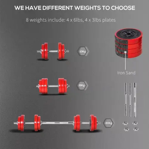 Soozier Adjustable Dumbbell Set, 44 lbs. Free Weight Set, 2-in-1 Adjustable Convertible Barbell, Home Gym Equipment Suitable for Men & Women - 图片 5