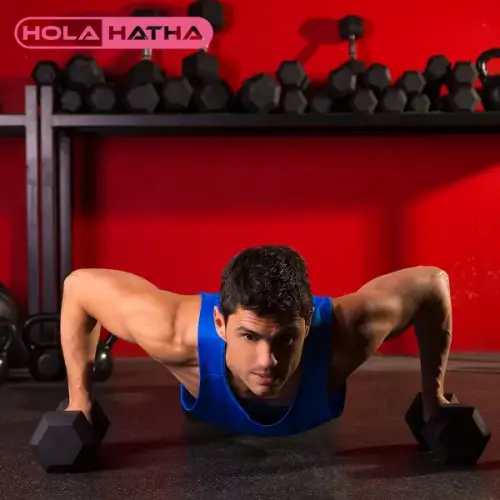 HolaHatha Iron Hexagonal Cast Exercise 25 lb Dumbbell Free Weights with Contoured Textured Grips for Home Exercise and Strength Training, Pair, Black - 图片 5