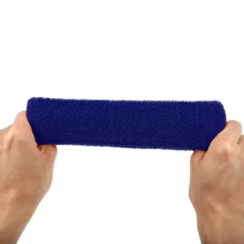 Unique Bargains Stretchy Cotton Blend Sweat Absorbing Sport Headband Wristband Sapphire Blue 3 pcs - 图片 5